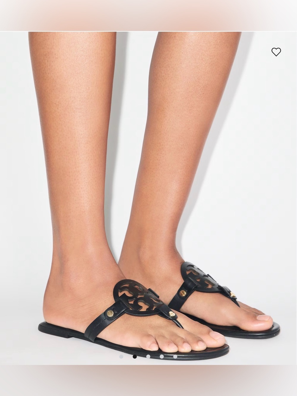 Tory Burch Black Leather Logo Thong Sandals